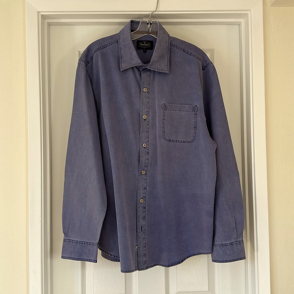 Long sleeved, casual shirts, blue color